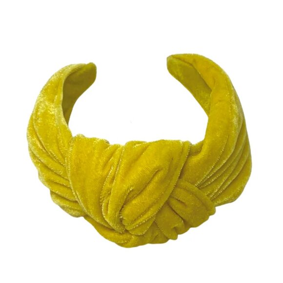 NWOT Ellie Velvet Top Knot Yellow Headband - Picture 1 of 6
